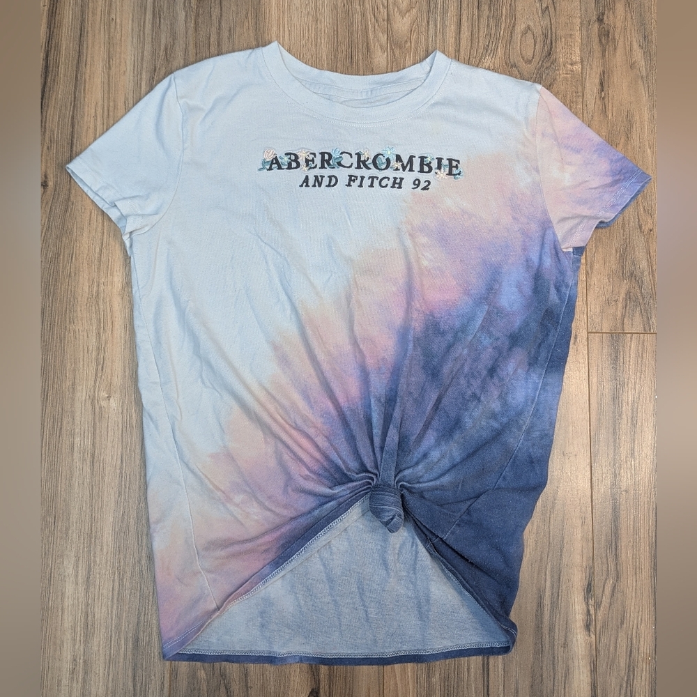 Abercrombie Tie-Dye Knot Front Tee Blue Purple Girls 15/16